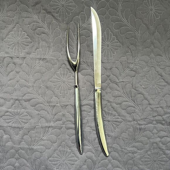 VTG Carvel-Hall 2pc Chrome Stainless Steel Meat Carving Knife& Fork Utensil Set - Picture 7 of 15